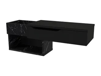 Vente-Unique Vente-unique - Consolle Sospesa Con 1 Cassetto E 2 Nicchie Effetto Marmo Nero - Dareka