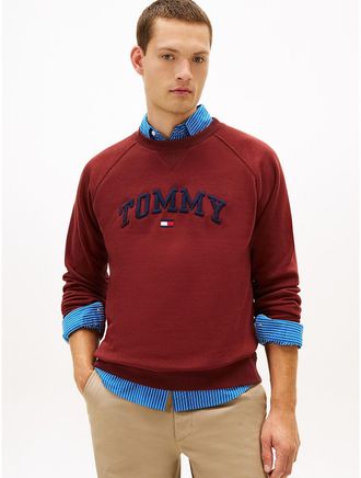 Tommy Hilfiger Mens Varsity Tommy Logo Fleece Sweatshirt - Red - XXXL