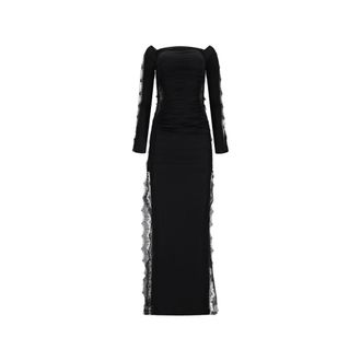Blumarine Gowns, female, Black, Size: XS Jersey Dress with Lace
