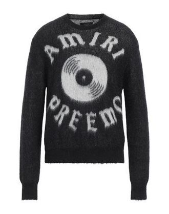 ニット・セーター Amiri Black Cotton Sweater Amiri Jacquard Logo Cashmere Crewneck Jumper Sweater Black