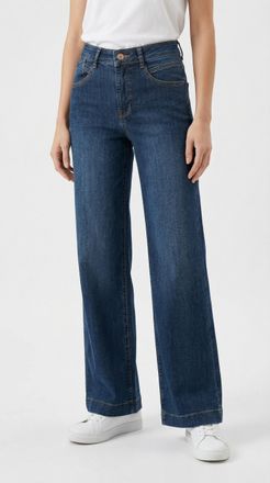 MAC Broeken Stretch-Jeans MAC RICH PALAZZO, Damen, Gr. 36, L&auml;nge 34, night blau netwash, Denim/Jeans, Obermaterial: 89% Baumwolle, 8% Polyester, 3% Elasthan, weit