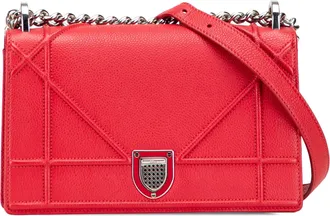 Dior Pre-owned Womens Small Grained Calfskin Diorama Flap - Red Leather - One Size