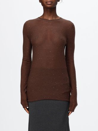 Pinko Slim Fit Wool Blend Crewneck Jumper with Sequin Embroidery