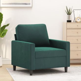 vidaXL Sill&oacute;n De Terciopelo Verde Oscuro 60 Cm Vidaxl
