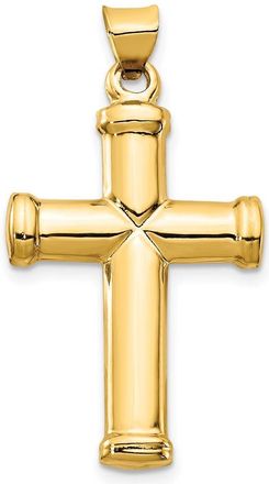 Diamond2Deal 14k Yellow Gold Polished Stamping Cross Pendant