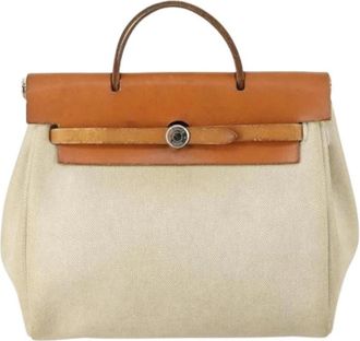 Herm&egrave;s Pre-owned Herbag a dos rugzak - Dames - Vintage Rugzakken - Beige - ONE Size - Leer - Vintage