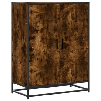 Berkfield Home Shoe Cabinet Smoked Oak 75x38x97.5 cm Engineered Wood & Metal in Brown