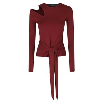 Federica Tosi Truien & Vesten, Dames, Rood, XS, Maglia Cut Off Con Fusciacca