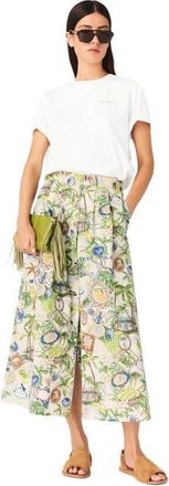Maje Printed maxi skirt with shorts in Postcard Print at Nordstrom, Size 36