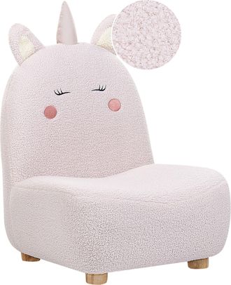 Beliani Sill&oacute;n Animal Tapicer&iacute;a Poli&eacute;ster Dise&ntilde;o Muebles Para Ni&ntilde;os Moderno Forma Unicornio Rosa Lulea