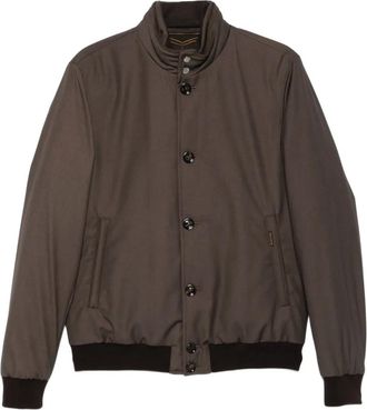 Moorer Bomber Janos-Pum con bottoni e polsini a coste - Marrone