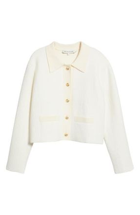 English Factory Contrast Placket Cardigan in Cream at Nordstrom, Size X-Small