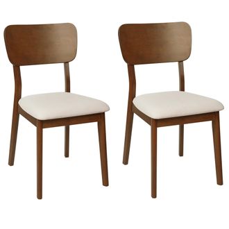 Beliani Beliani - Conjunto De 2 Sillas De Comedor C&oacute;modas Asiento Tapizado Madera Oscura Beige Claro Minier