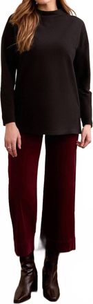 Tribal Ottoman Knit Drop Shoulder Cowl Neck Tunic In Black
