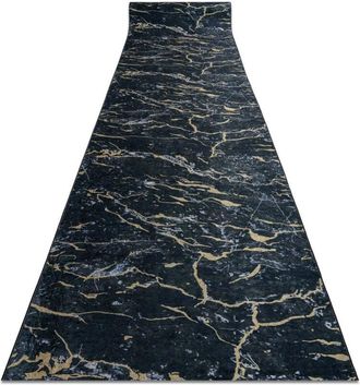 RugsX Runner anti-slip LOTUS GALACTIC 9523 Marble black / gold WASHABLE 80cm black 80x390 cm