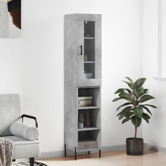 Berkfield Home Highboard Concrete Grey 34.5x34x180 cm Engineered Wood