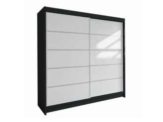 Mirjan24 Mobilier1 - Armario Closico 153, Negro + Blanco, 215x180x58cm, Puertas De Armario: Correderas, N&uacute;mero De Estantes: 0