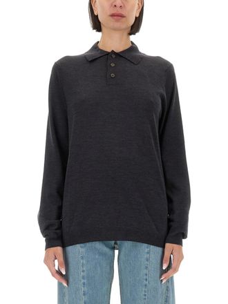Maison Margiela Grey Solid Shirt Collar Sweater