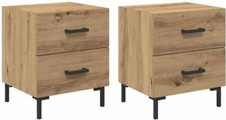 vidaXL Armario De Noche 2 Pcs Roble Artesanal 40 X 35 X 47,5 Cm Vidaxl