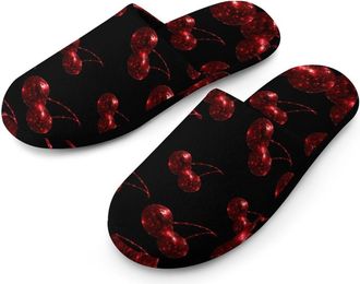 Generic Disco Ball Cherryes Mens Slippers Warm Non-Slip Houes Shose Spa Slipper for Home Bedroom