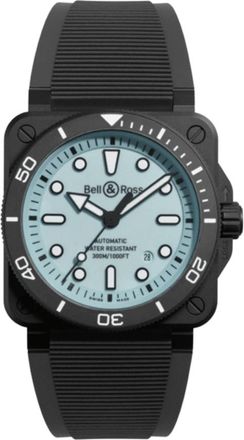 Bell & Ross BR 03 Automatic Diver Full Lum Blue Dial Ceramic Rubber Strap Mens Watch BR03A-D-LM-CE/SRB
