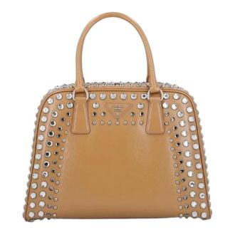 Prada Pre-owned LUX Pyramid - Dames - Pre-owned - Beige - Maat: ONE Size Leer