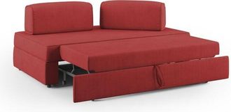 Divani.Store Liberty Sof&aacute; Con Puff Extra&iacute;ble Y Respaldo Desmontable En Tela Impermeable 200 Cm Rojo