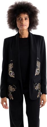 5 Progress Tiger Strass Blazer - Dames - Blazers - Zwart - L - Leer - Jassen