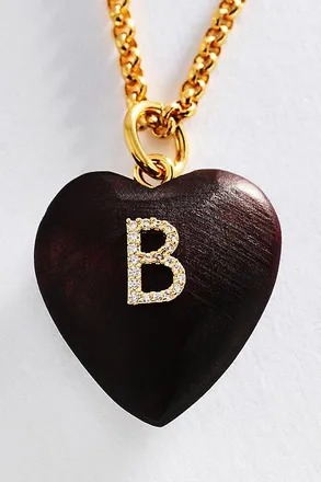 Timeless Pearly Wood Initial Pendant Necklace