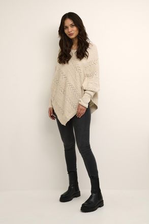 Cream Poncho Loose fit melange