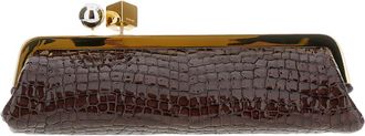 Jacquemus Crocodile-Embossed Leather Elongated Pouch Bag with Geometric Hardware