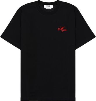 Msgm Black Logo Crew Neck T-Shirt