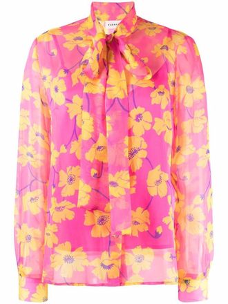 P.A.R.O.S.H. floral-print silk shirt - women - Silk/Polyester - L - Pink
