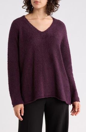 Eileen Fisher V-Neck Organic Cotton Sweater in Violet at Nordstrom Rack, Size X-Large