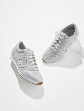 Talbots Alex Status Metallic Suede Sneakers - Silver - 10 1/2 M Talbots