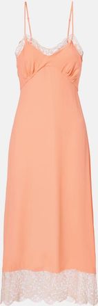 Simone Rocha Lace-trimmed cr&ecirc;pe de chine slip dress