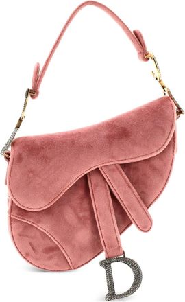 Dior Saddle Handbag Velvet with Crystals Mini shoulder bag - Rosa