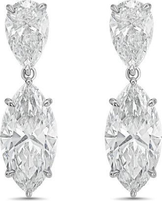 Diana M. Jewels 14KW WG 12.00 Ct TW of Lab grown pear and marquise shape diamond drop earrings