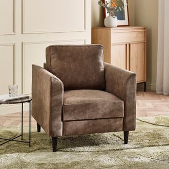Furniturebox Logan Brown Faux Leather Armchair