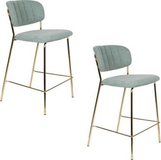 Mathi Design Lote de 2 taburetes de tela aterciopelada