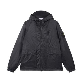 Stone Island Light Ripstop Cordura Hooded Jacket - male - Stone Island - Light Jackets - Blue - L - Jackets