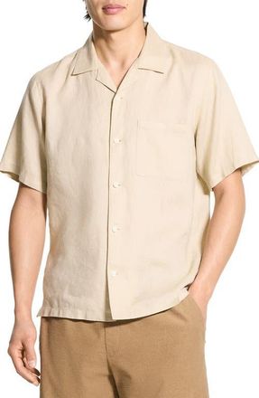 Theory Noll Short Sleeve Linen Button-Up Camp Shirt in Chino at Nordstrom, Size Xx-Large