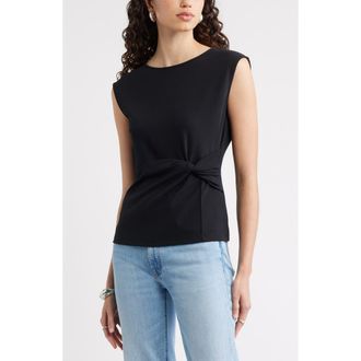 Nordstrom Side Twist Crewneck T-Shirt in Black at Nordstrom, Size Xx-Small