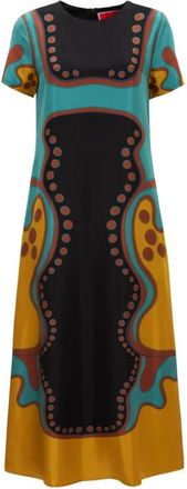 La DoubleJ Zijden Swing Jurk - Dames - Casual kleedjes - Veelkleurig - XS - Kleedjes