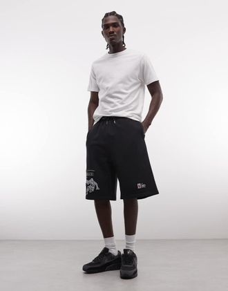 AND1 On Court Basketball - Jorts neri in jersey con logo-Nero