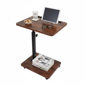 Relaxdays Relaxdays C-Shaped Side Table, Height-adjustable 48-84 cm, Sofa Slide-under Table with Castors, Industrial, Brown