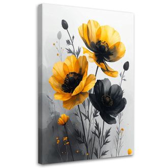 Feeby Cuadro En Lienzo Flores Bot&aacute;nicas Amarillas Y Negras 70x100