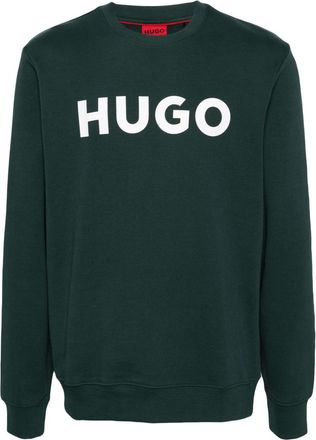 HUGO BOSS logo-print jersey sweatshirt - men - Cotton - L - Green