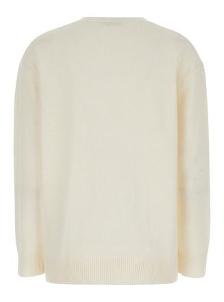 Max Mara Womens White Wool And Cashmere Sweater With Logo Tops Top