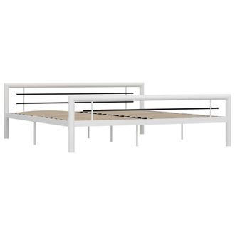 Berkfield Home Bed Frame White & Black Metal 180x200 cm Super King